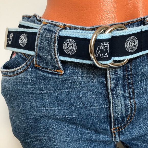 Preppy Blue Bull Dog Adjustable D-Ring Belt - Picture 3 of 7